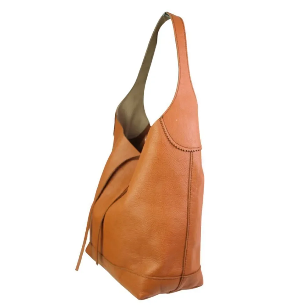 NWT ROOMY J.CREW BROWN GENUINE LEATHER HOBO BOHO SHOULDER BAG HANDBAG PURSE
